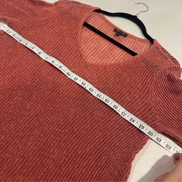 🚩 Final Sale- Eileen Fisher | Linen Blend Asymmetrical Hem Open Knit Sweater - Picture 5 of 7